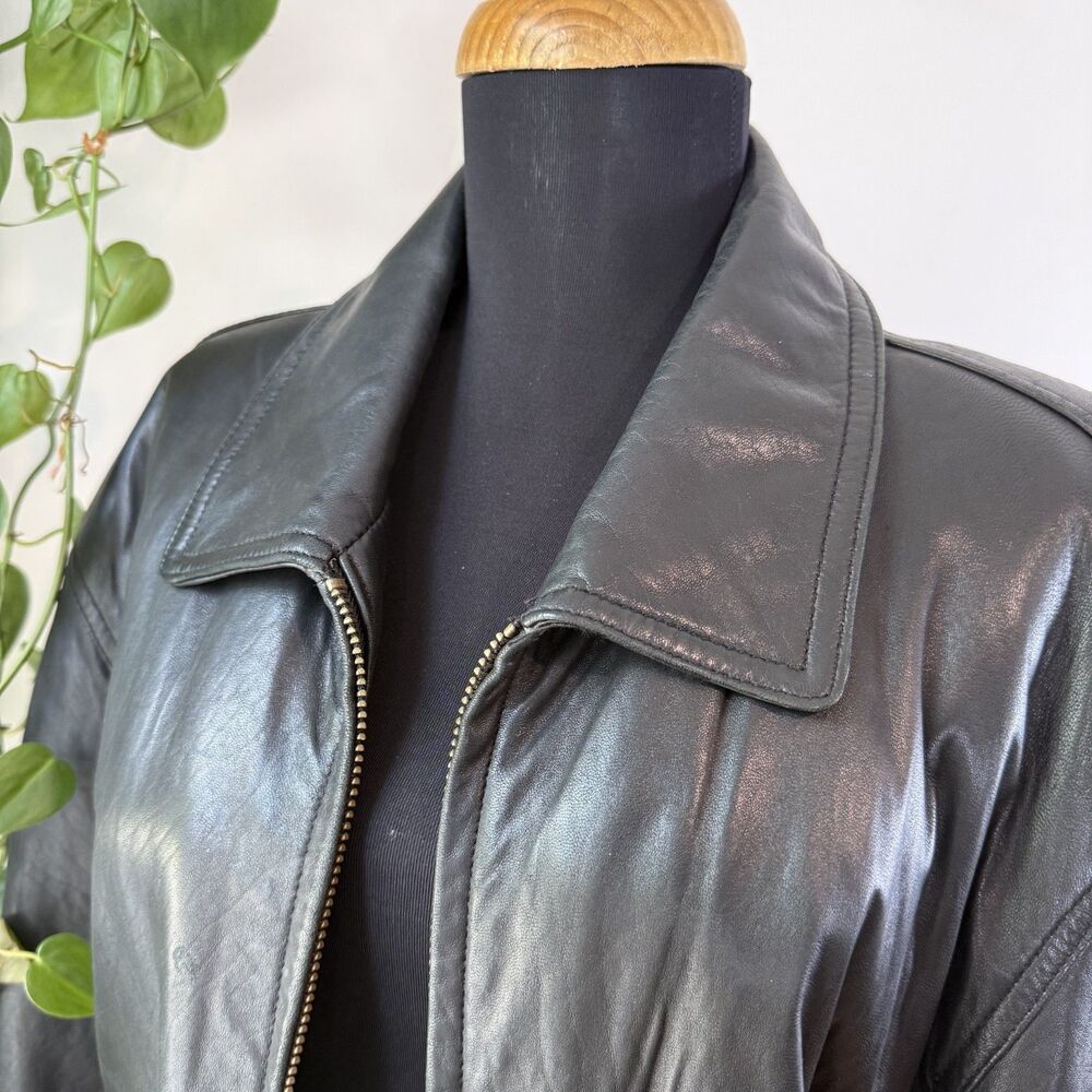 Vintage Lambskin Leather Black Bomber Jacket | Buttery Soft, Small - Picture 2 of 12